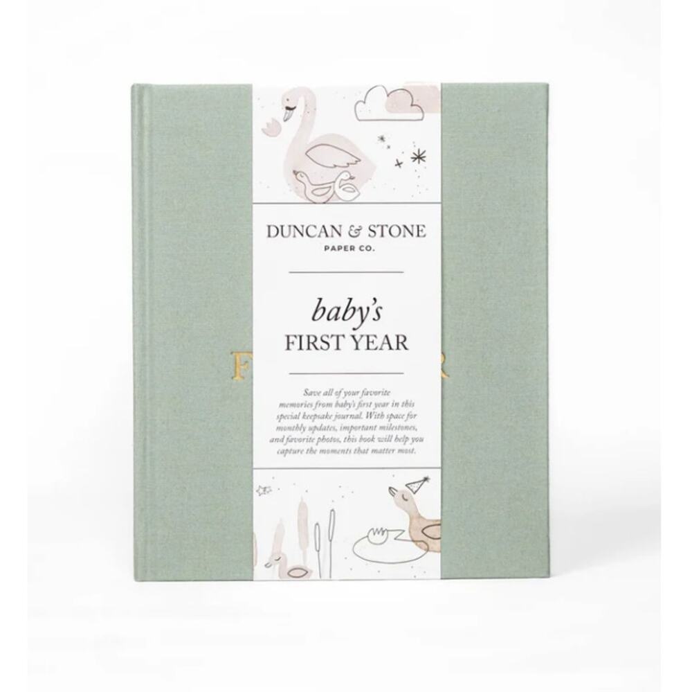 Duncan & Stone Paper Co. Sage Green Baby's First Year Memory Book